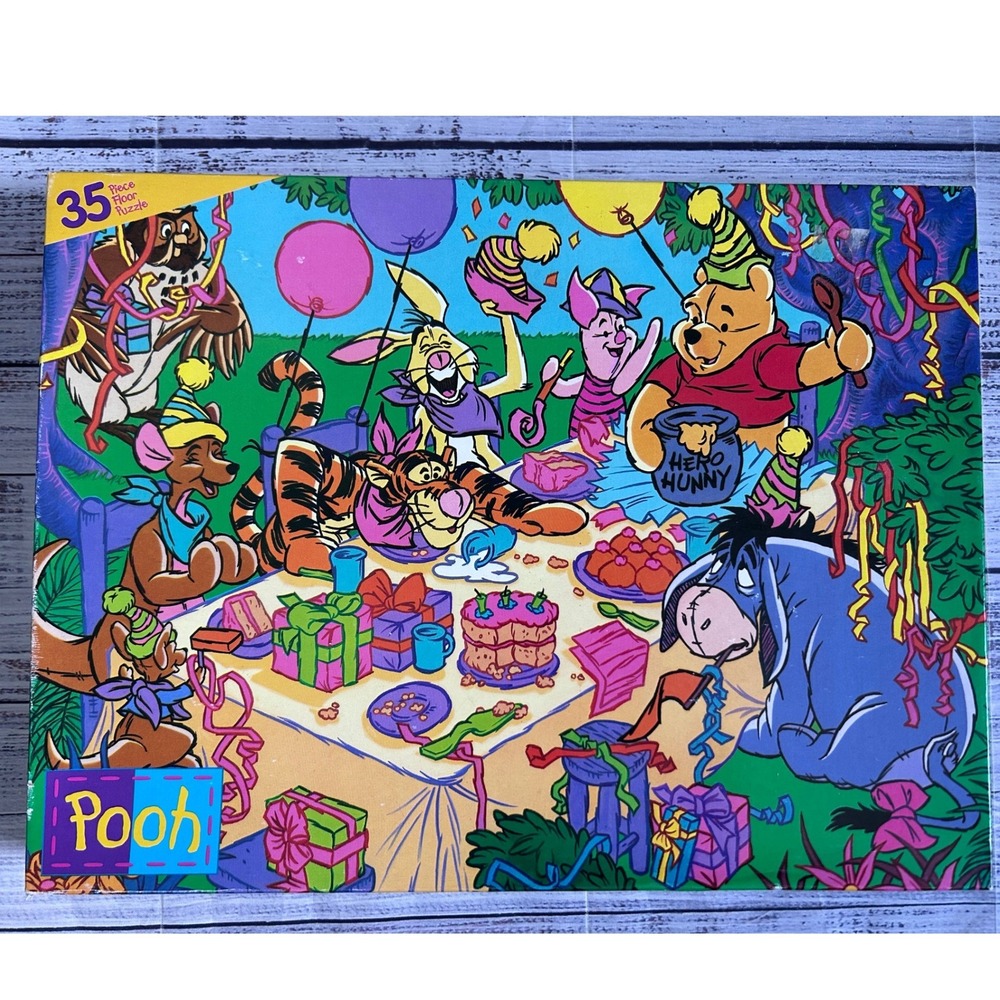 VTG Pooh Winnie the Pooh Series Floor Puzzle 35 Piece Birthday Scene Complete